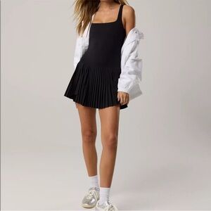 Aerie Black Pleated Dress